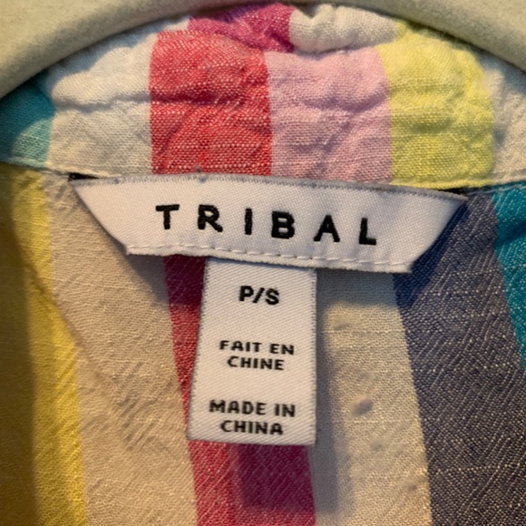 Tribal Striped Tie Front Crop Top - Picture 4 of 8